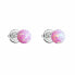 Silver earrings with pink synthetic opals 11246.3 pink