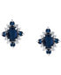 ფოტო #2 პროდუქტის Sapphire (1-5/8 ct. t.w.) & Diamond (1/8 ct. t.w.) Oval Halo Stud Earrings in 10k White Gold