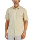 Фото #1 товара Men's Geometric Stretch Button-Up Short-Sleeve Shirt, Created for Macy's