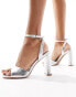 Фото #2 товара ASOS DESIGN Noah barely there block heeled sandals in silver