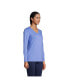 Фото #11 товара Women's Tall Relaxed Supima Cotton Long Sleeve V-Neck T-Shirt