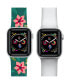 Фото #3 товара Men's and Women's Green Floral Silver-Tone Metallic 2 Piece Silicone Band for Apple Watch 42mm