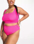 Фото #6 товара ASOS DESIGN Curve mix and match crinkle crop longline bikini top in pop pink