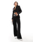 Фото #2 товара In The Style contrast drawstring waist wide leg side stripe trousers co-ord in black