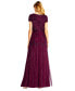 ფოტო #5 პროდუქტის Women's Beaded Short-Sleeve Sheer-Overlay Gown