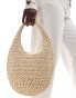 Bershka woven grab bag in natural straw