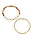 Multi Sunburst Quartz Blessed Stone and Beaded Stretch Bracelet Set