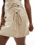 Фото #2 товара Simmi leather look lace up mini skirt co-ord in beige