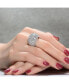 ფოტო #2 პროდუქტის Sterling Silver with Rhodium Plated Clear Emerald Cubic Zirconia Cluster Dome Ring