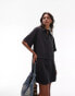 Фото #1 товара Topshop oversized mini shirtdress in black