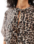 ASOS DESIGN boxy tie front jacket with frill pocket detail in leopard