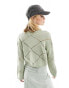 Noisy May pointelle wide neck jumper in light green