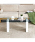 Glass Coffee Table with White Decorative Columns - Ct-1546