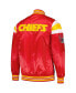 Фото #2 товара Men's Red Kansas City Chiefs Satin Full-Snap Varsity Jacket