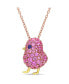 ფოტო #1 პროდუქტის Lab Grown Blue and Pink Sapphire (2 3/8 ct. t.w.) Chick Bird Necklace in 18k Two-Tone Over Sterling Silver