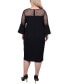 ფოტო #2 პროდუქტის Plus Size Illusion Neck Scuba Dress