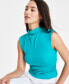Фото #2 товара Petite Side-Ruched Mock-Neck Sleeveless Top, Created for Macy's
