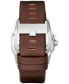 ფოტო #4 პროდუქტის Men's Master Chief Dark Brown Leather Strap Watch 45x51mm