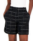 Фото #3 товара Women's Windowpane Tweed High Rise Straight Shorts