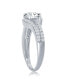 Sterling Silver Round Double Band CZ Engagement Ring