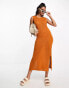 Vero Moda Aware crochet midi dress in burnt orange