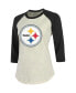 ფოტო #3 პროდუქტის Women's Threads Najee Harris Cream, Black Pittsburgh Steelers Player Name and Number Raglan 3/4-Sleeve T-shirt