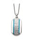 Фото #1 товара Chisel brushed Blue IP-plated CZ Rounded Dog Tag Box Chain Necklace