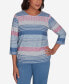 ფოტო #1 პროდუქტის Casual Fridays Women's Ruched Watercolor Crew Neck Top