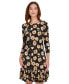 ფოტო #5 პროდუქტის Petite Printed Round-Neck Ruffle-Hem Shift Dress