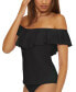 Фото #3 товара Women's Monaco Ruffled Off-The-Shoulder Tankini Top