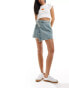 Noisy May low waist wrap mini skirt in vintage wash blue