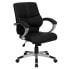 Mid-Back Black Leather Contemporary Swivel Manager'S Chair With Arms