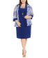 ფოტო #1 პროდუქტის Plus Size Floral-Print Jacket and Contrast-Trim Sleeveless Dress