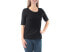 BAR III Women's Black Gathered Front Scoop Neck Short Sleeve Top Size M