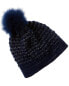 Фото #1 товара Forte Cashmere Lux Cable Pompom Wool & Cashmere-Blend Hat Women's Blue
