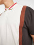 ASOS DESIGN relaxed polo shirt in burgundy colour block with retro collar