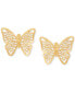 ფოტო #1 პროდუქტის Filigree Openwork Butterfly Stud Earrings in 10k Gold
