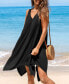ფოტო #2 პროდუქტის Women's Black Jersey Handkerchief Hem Cover-Up Dress