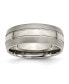 ფოტო #1 პროდუქტის Titanium Brushed and Polished Grooved Wedding Band Ring