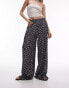 Фото #5 товара Topshop ditsy floral crinkle plisse wide leg trouser in mono