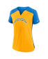 ფოტო #3 პროდუქტის Women's Gold, Powder Blue Los Angeles Chargers Impact Exceed Performance Notch Neck T-shirt