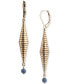 Gold-Tone Stone Textured Linear Drop Earrings