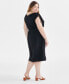 ფოტო #2 პროდუქტის Plus Size V-Neck Shirred-Sleeve Dress, Created for Macy's