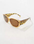 Pieces clear frame mixed print sunglasses with tortoiseshell chunky arms