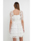 Women's Crochet Lace Bustier Puff Mini Dress