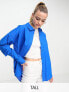 Pieces Tall loose shirt in bright blue M - фото #1