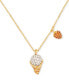 ფოტო #1 პროდუქტის Gold-Tone Mixed Color Stone Strawberry & Ice Cream Pendant Necklace, 16" + 3" extender