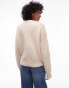 Фото #2 товара Topshop knitted exposed seam crew cardi with pockets in cream