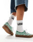 Фото #5 товара Vans authentic trainers with oversized laces in green and white checkerboard with gum sole