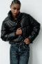 Leather effect puffer jacket